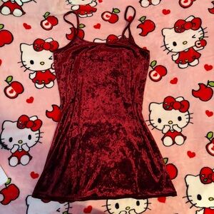 Red Crushed Velvet Mini Dress Size M